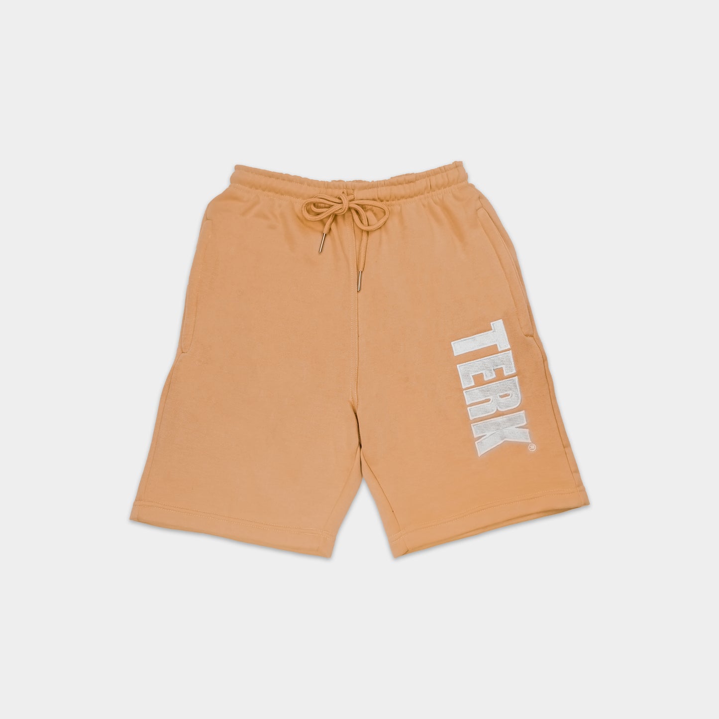 CAMEL SOLID SWEAT SHORTS WITH WHITE TERK EMBROIDERED LOGO