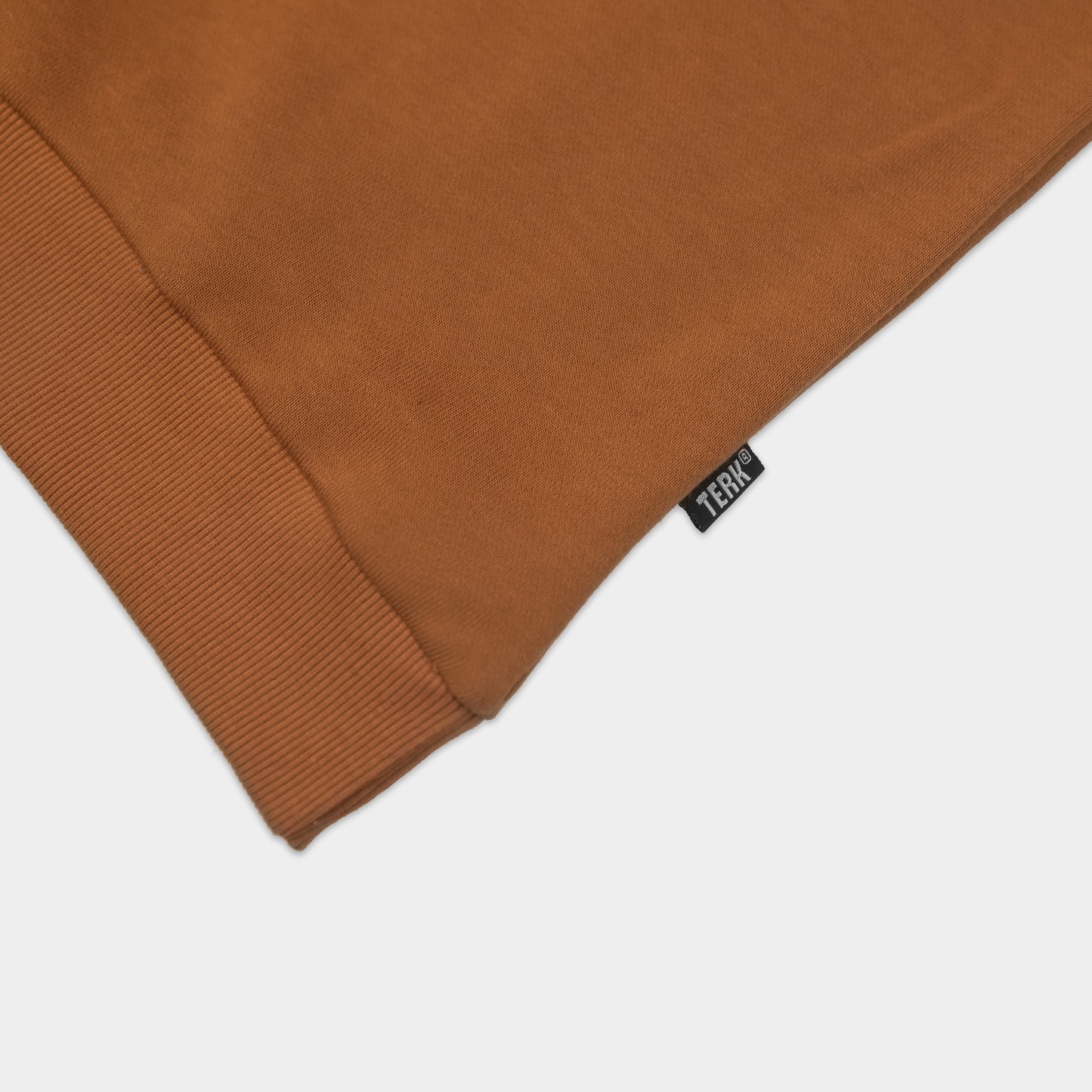 BROWN TERK SADDLE CREWNECK WITH EMBROIDERED LOGO