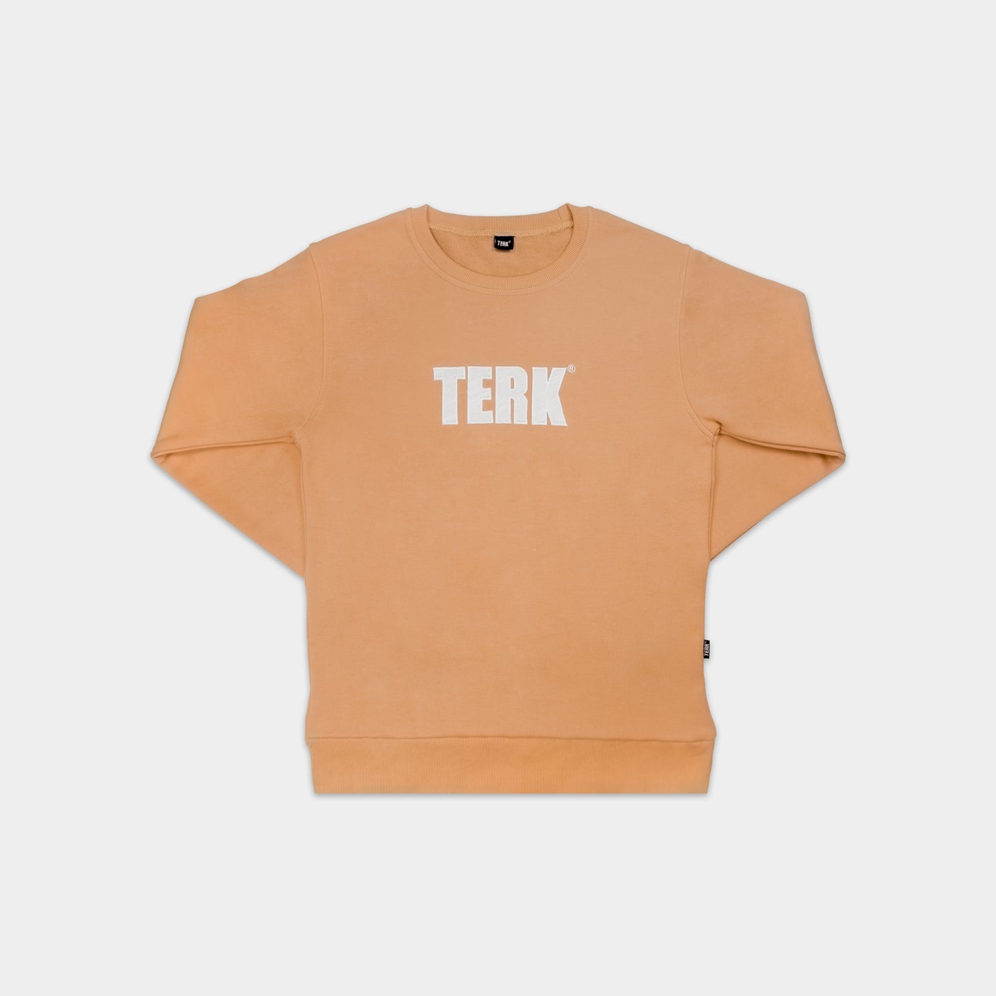 WHITE TERK CAMEL CREWNECK WITH EMBROIDERED LOGO