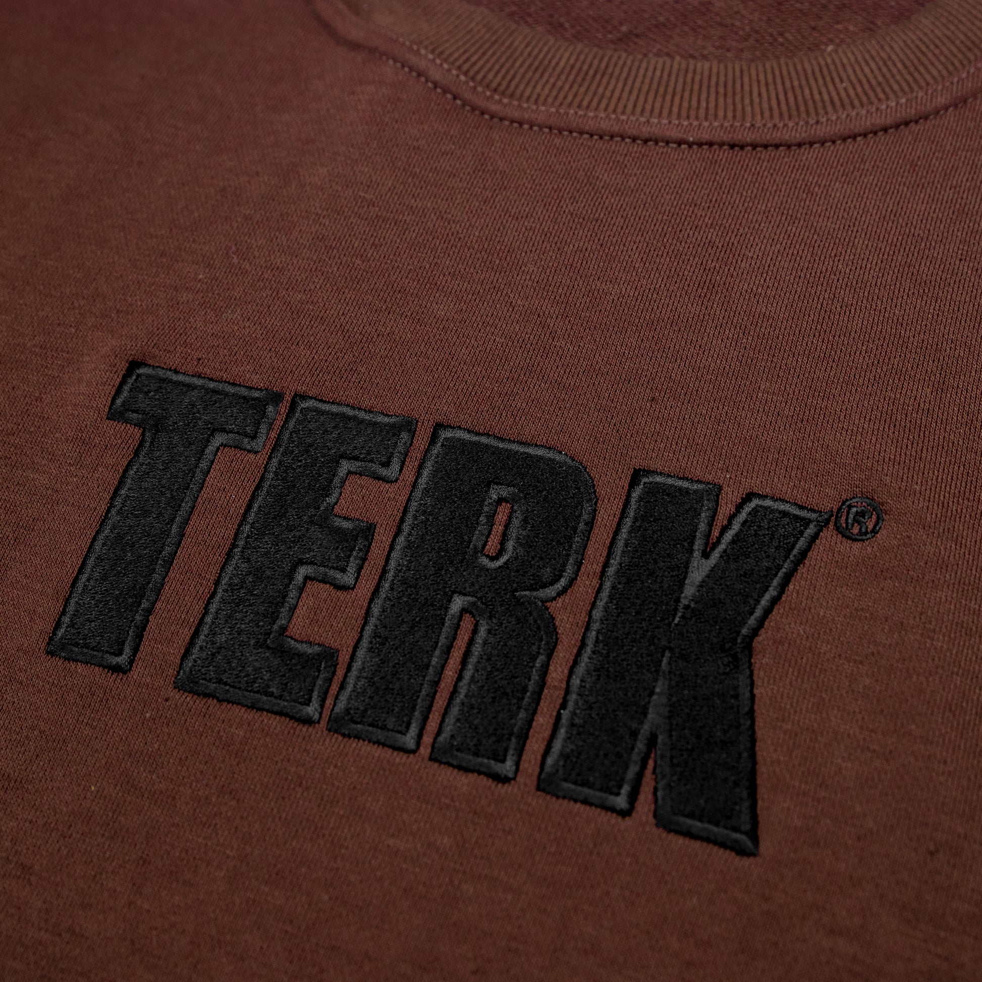 BLACK TERK CHOCOLATE CREWNECK WITH EMBROIDERED LOGO