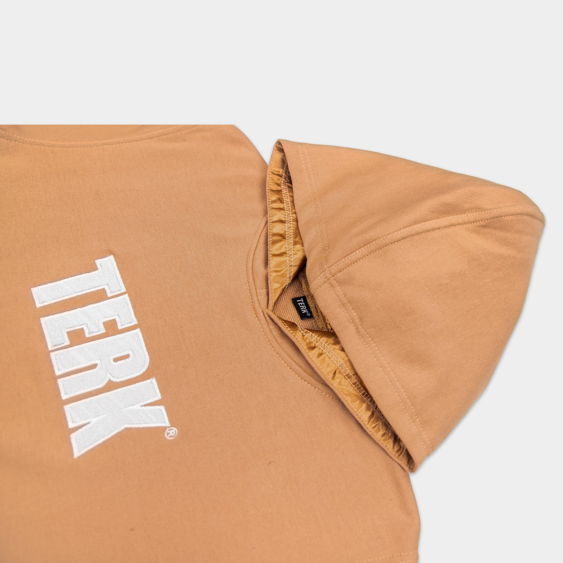 White Terk Camel Hoodie with Embroidered Logo