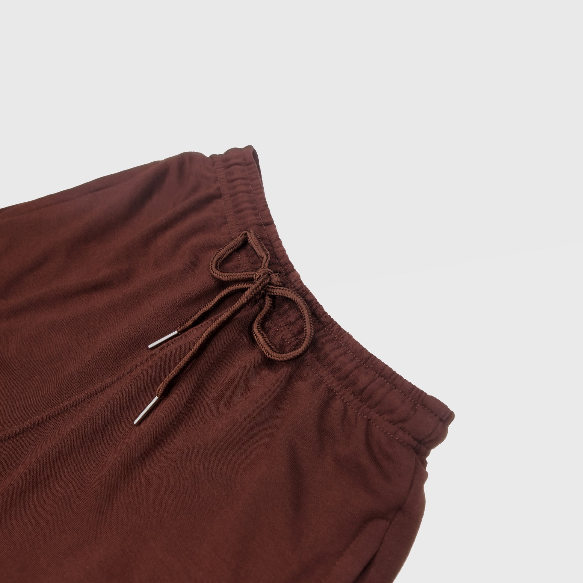 CHOCOLATE SOLID SWEAT SHORTS WITH BLACK TERK EMBROIDERED LOGO