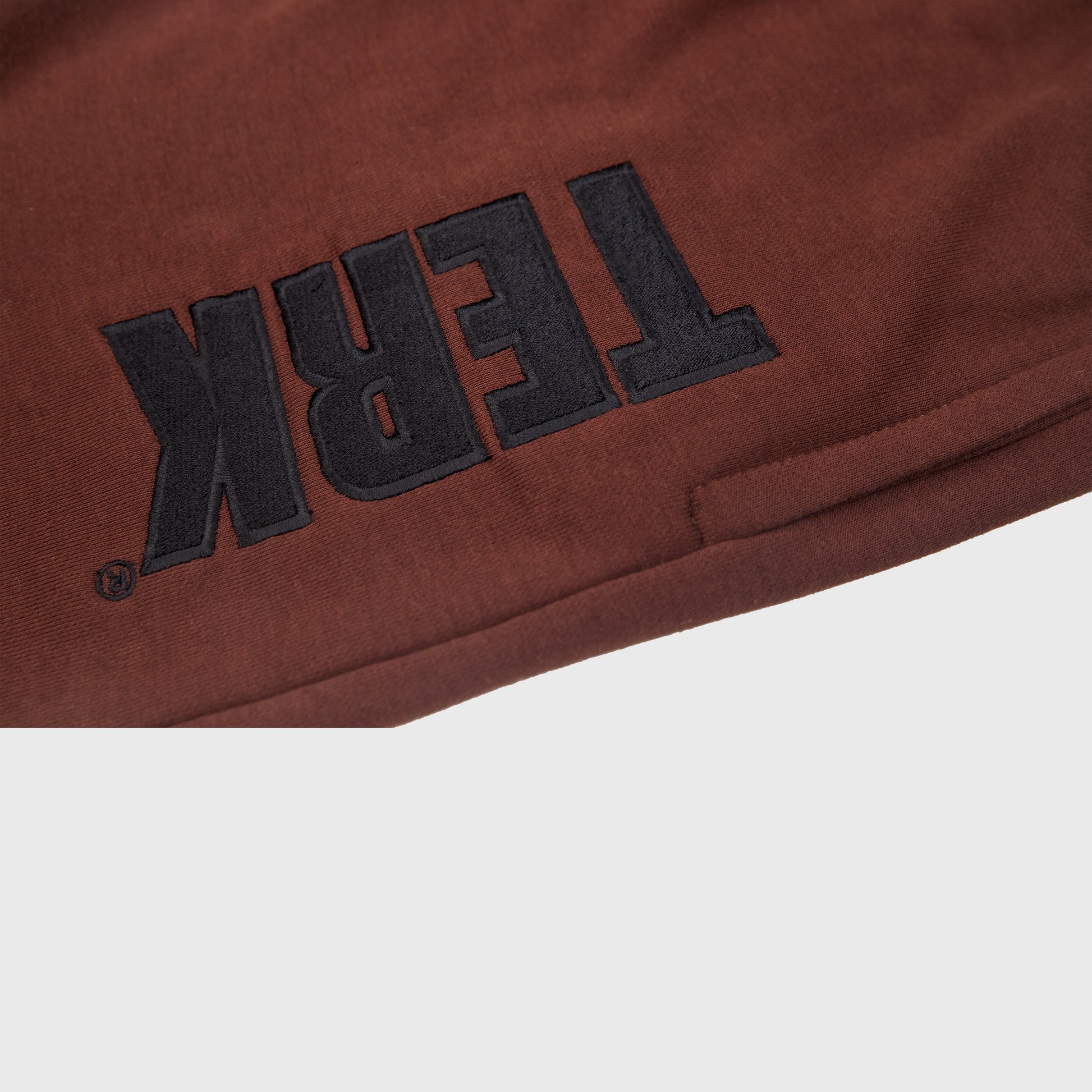 CHOCOLATE SOLID SWEAT SHORTS WITH BLACK TERK EMBROIDERED LOGO