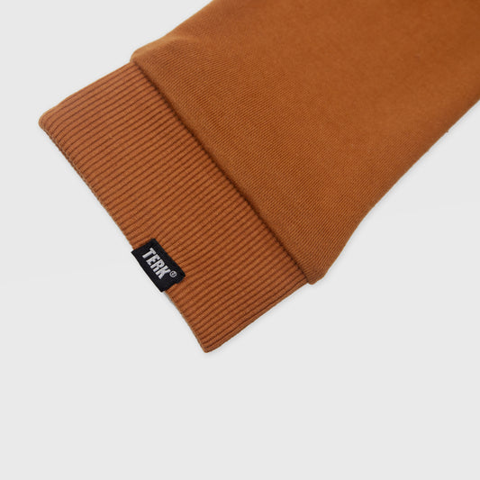 BROWN TERK SADDLE CREWNECK WITH EMBROIDERED LOGO