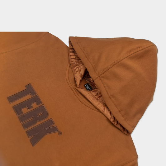 TAN TERK SADDLE HOODIE WITH EMBROIDERED LOGO