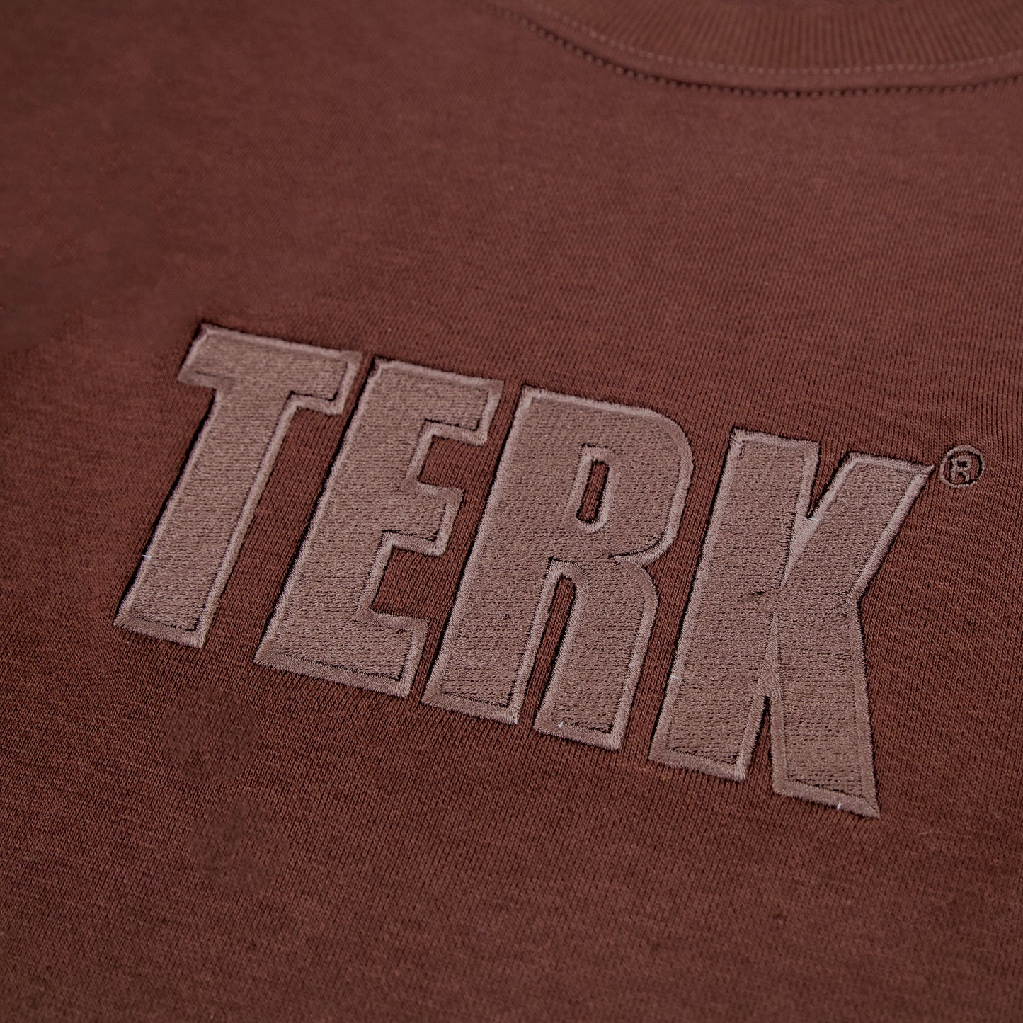 BROWN TERK CHOCOLATE CREWNECK WITH EMBROIDERED LOGO