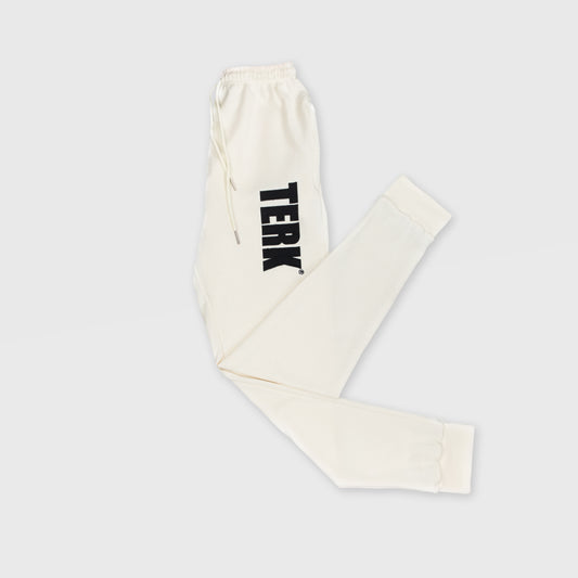 VANILLA SWEATPANTS WITH BLACK TERK EMBROIDERED LOGO