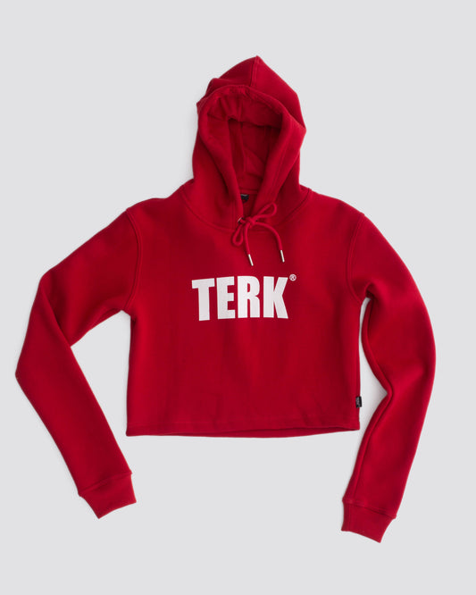 WHITE TERK RALLY CROP HOODIE